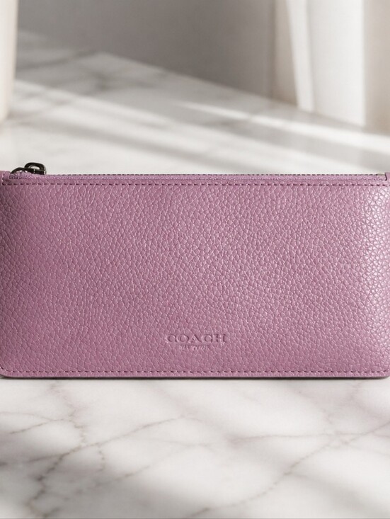 Coach Handbags - Coach Pebbled Leather Zip Wallet - Lilac